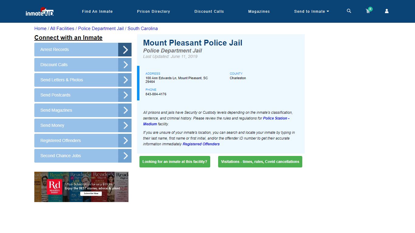 Mount Pleasant Police Jail & Inmate Search - Mount Pleasant, SC